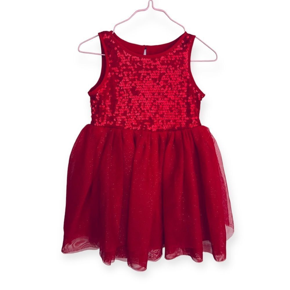 Cat & Jack Dress Red Sequin Sleeveless Tulle Tutu Toddler Girls Size 2T